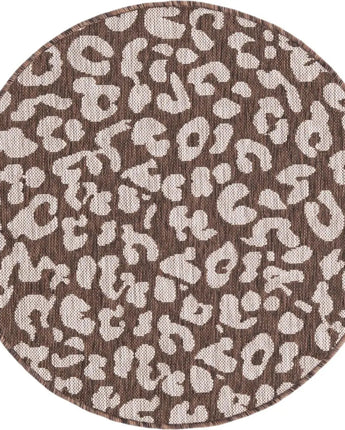 Contemporary outdoor safari leopard rug - Brown / 3’ x 3’ 1