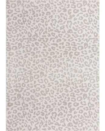 Contemporary outdoor safari leopard rug - Ivory Gray / 10’ x