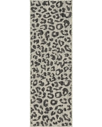 Contemporary outdoor safari leopard rug - Light Gray / 2’ x