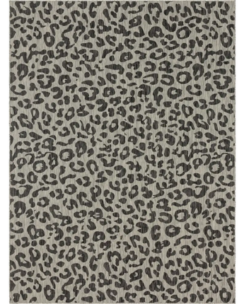Contemporary outdoor safari leopard rug - Light Gray / 9’ x