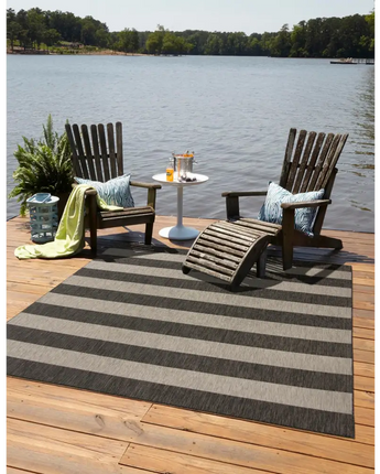 Contemporary outdoor striped distressed stripe rug - Rugs