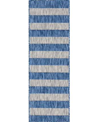 Contemporary outdoor striped distressed stripe rug - Blue /