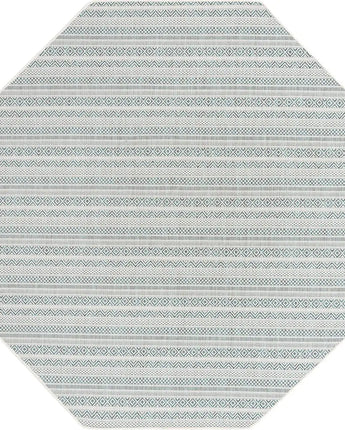 Contemporary outdoor striped maia rug - Teal / 7’ 10 x 7’ 10