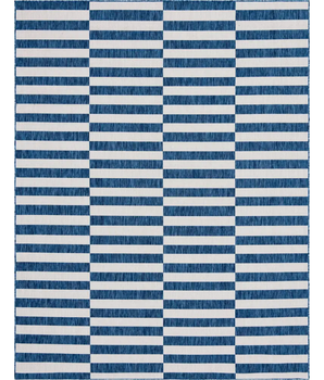 Contemporary outdoor striped striped rug - Blue / 9’ x 12’ /