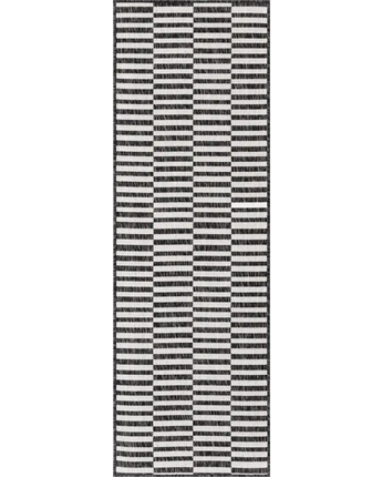Contemporary outdoor striped striped rug - Charcoal / 2’ x