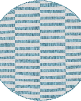 Contemporary outdoor striped striped rug - Light Aqua / 4’ 1