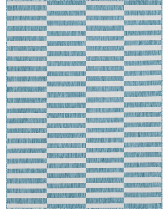 Contemporary outdoor striped striped rug - Light Aqua / 9’ x