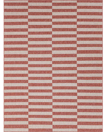 Contemporary outdoor striped striped rug - Rust Red / 9’ x