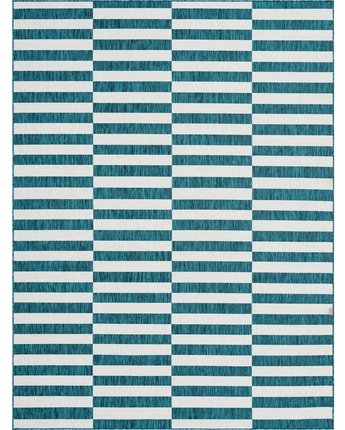 Contemporary outdoor striped striped rug - Teal / 9’ x 12’ /