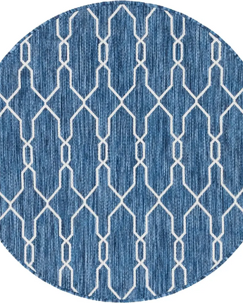Contemporary outdoor trellis links trellis rug - Blue / 4’ 1