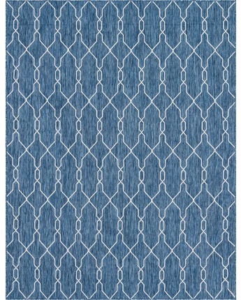 Contemporary outdoor trellis links trellis rug - Blue / 9’ x