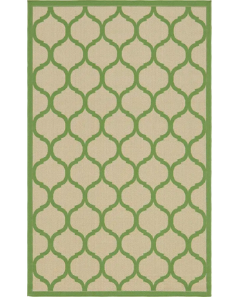 Contemporary outdoor trellis moroccan rug - Beige and Green