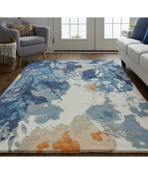 Dafney modern blue/yellow rug - Area Rugs