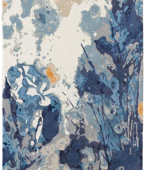 Dafney modern blue/yellow rug - Blue / 5’ x 8’ / Rectangle -