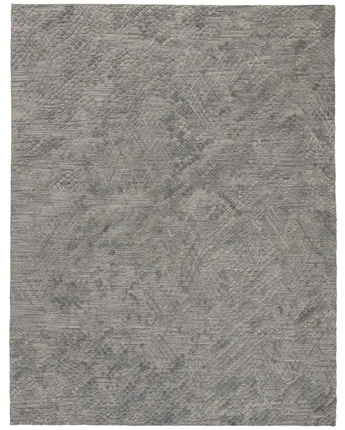 Elias abstract crosshatch accent rug - Gray / Green / 5’ x