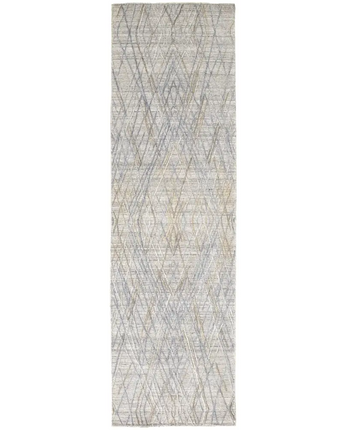 Elias abstract diamond accent rug - Gray / Blue / 2’-9 x 10’