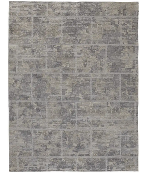 Elias luxe geometric maze accent rug - Gray / White / 3’-6 x