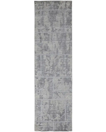 Elias Luxe Geometric Maze - Gray / White / Runner / 2’-9 x 