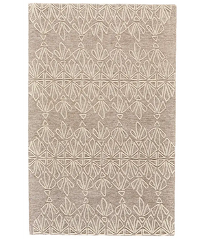 Enzo Minimalist Geo Floral Wool - Beige / White / Rectangle 