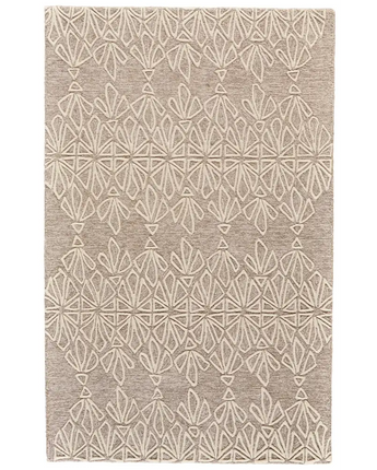 Enzo Minimalist Geo Floral Wool - Beige / White / Rectangle 