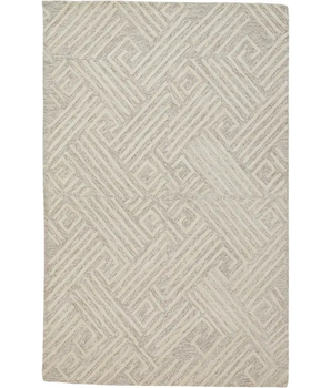Enzo Minimalist Maze Wool - White / Tan / Rectangle / 2’ x 