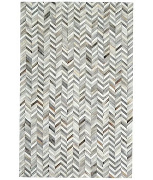 Estelle Modern Leather Cowhide Rug - Gray / Rectangle / 2’ x