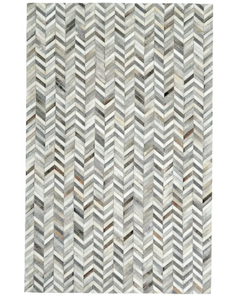 Estelle Modern Leather Cowhide Rug - Gray / Rectangle / 2’ x