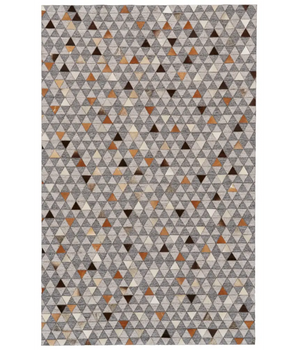 Fannin Handmade Mosaic Leather Rug - Gray / Rust / Rectangle