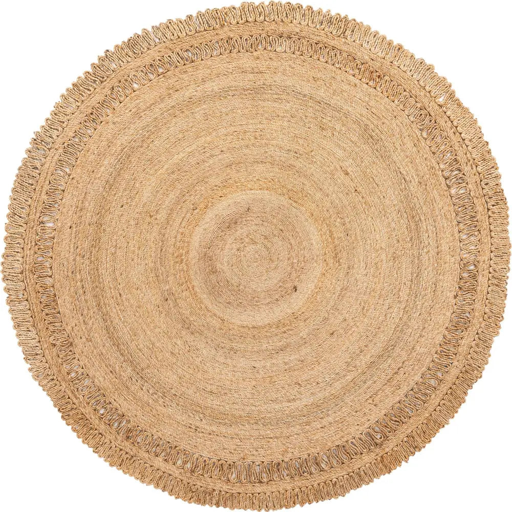 Floral braided jute rug - Natural / Round / 8 Ft Round -