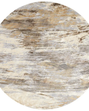 Frida Distressed Abstract Watercolor - Tan / Blue / Round / 