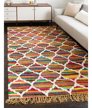Geometric Chindi Trellis Rug - Rug Mart Top Rated Deals + Fast & Free Shipping