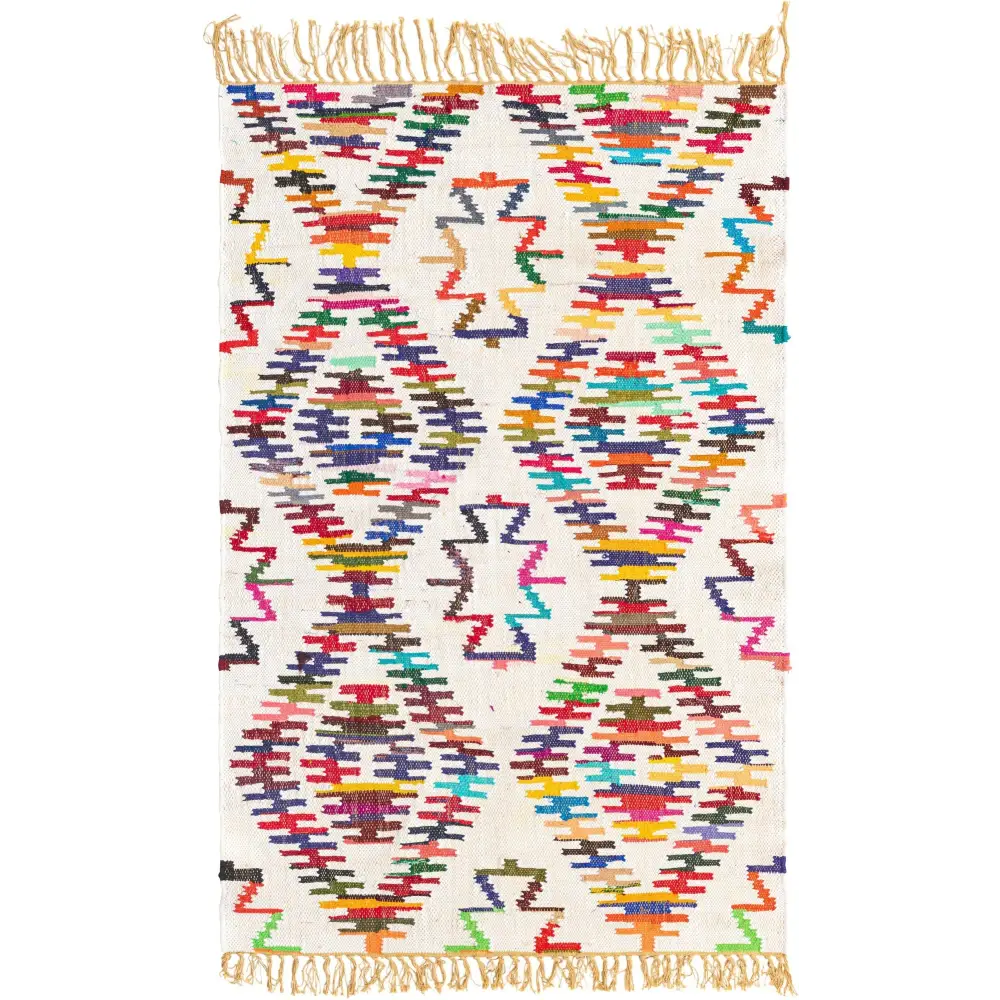 Geometric Chindi Trellis Rug - Rug Mart Top Rated Deals + Fast & Free Shipping