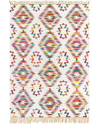 Geometric chindi trellis rug - White / Rectangle / 8x11 -