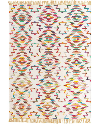 Geometric chindi trellis rug - White / Rectangle / 9x12 -