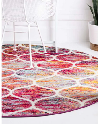 Geometric rounded trellis frieze rug (round) - Area Rugs