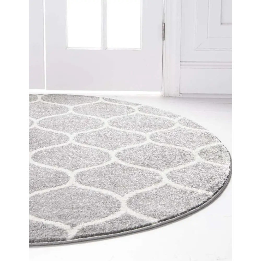 Geometric rounded trellis frieze rug (round) - Area Rugs