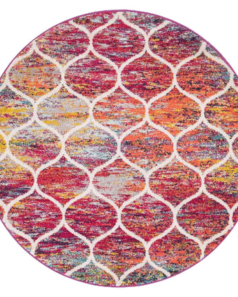 Geometric Rounded Trellis Frieze Rug (Round) - Rug Mart Top Rated Deals + Fast & Free Shipping