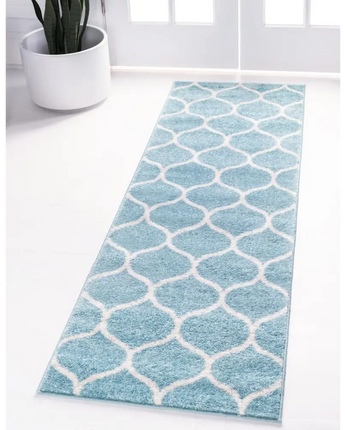 Geometric rounded trellis frieze rug (runners) - Area Rugs