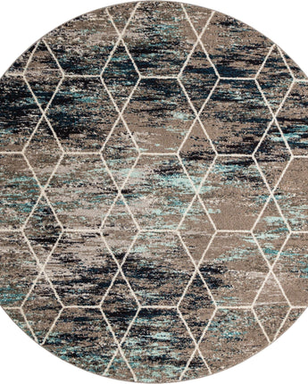 Geometric Trellis Frieze Rug (Round) - Rug Mart Top Rated Deals + Fast & Free Shipping