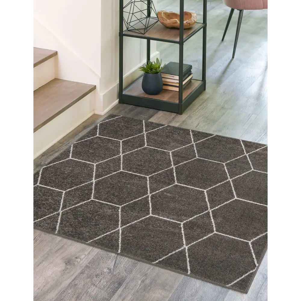 Geometric trellis frieze rug (square octagon & oval) - Area
