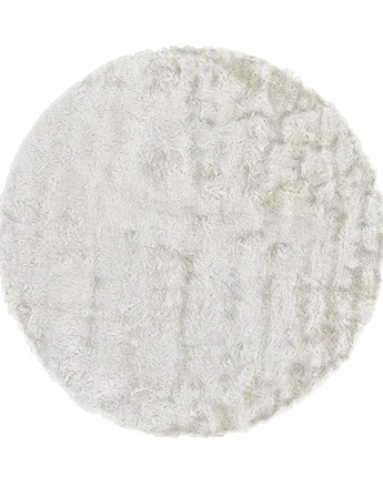 Indochine Plush Shag Rug with Metallic Sheen - White / Round