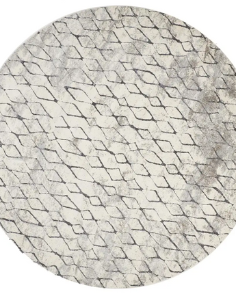 Kano Contemporary Distressed Rug - White / Gray / Round / 
