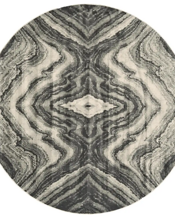 Katari Geode Printed Rug - Gray / White / Round / 8’ x 8’ 