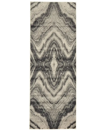 Katari Geode Printed Rug - Gray / White / Runner / 2’-10 x 