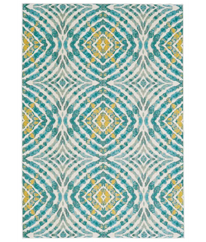Keats Abstract Ikat Print Rug - Blue / Yellow / Rectangle / 