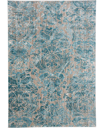 Keats Scroll Print Textured - Blue / Beige / Rectangle / 