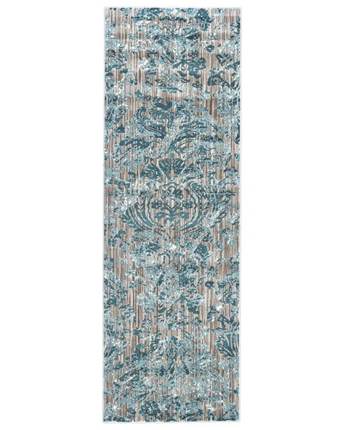Keats Scroll Print Textured - Blue / Beige / Runner / 2’-7 x