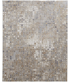 Laina contemporary mosaic rug - Gray / Brown / Rectangle /