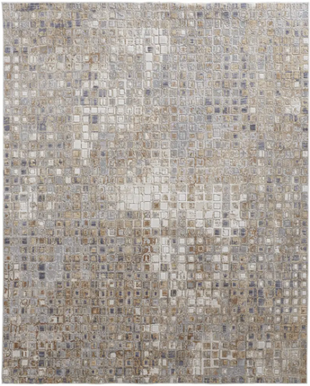 Laina contemporary mosaic rug - Gray / Brown / Rectangle /