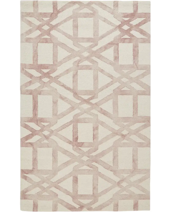 Lorrain Geometric Patterned Wool Rug - Pink / White / 
